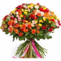 Bouquet of 51 multi-colored spray roses