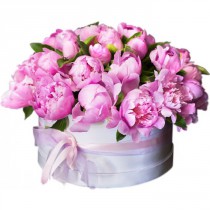 Peonies in a big hat box
